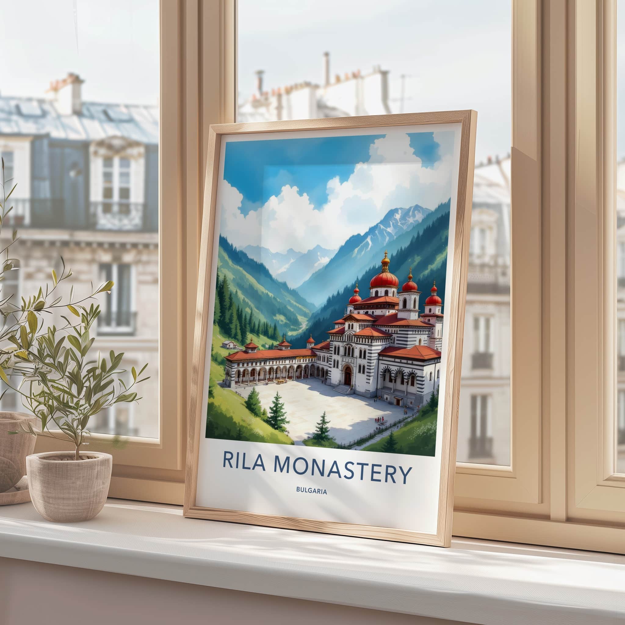 Rila Monastery Poster - Bulgaria Travel Art - Red Domes Monastery Home Decor