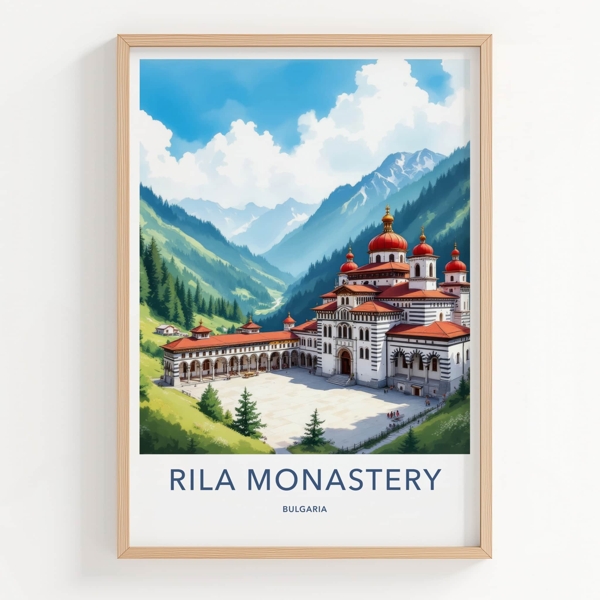 Rila Monastery Poster - Bulgaria Travel Art - Red Domes Monastery Home Decor