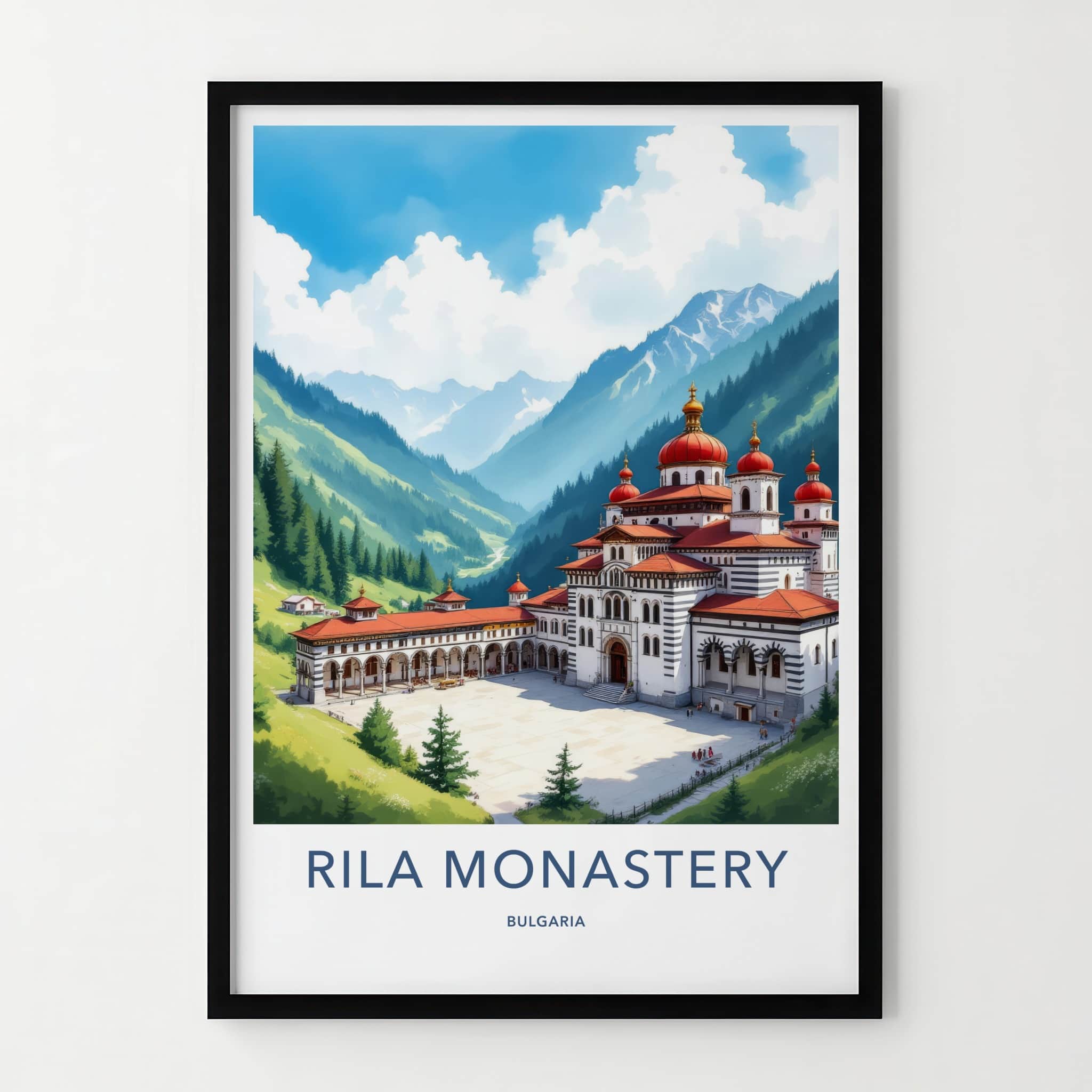 Rila Monastery Poster - Bulgaria Travel Art - Red Domes Monastery Home Decor
