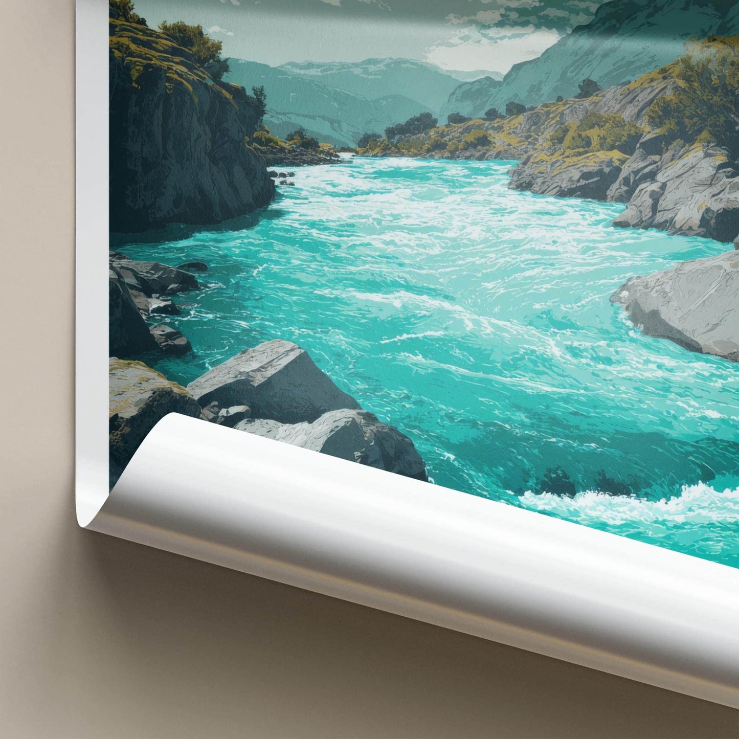 Rio Baker Poster - Chile Travel Art - Turquoise River Rocks Home Decor