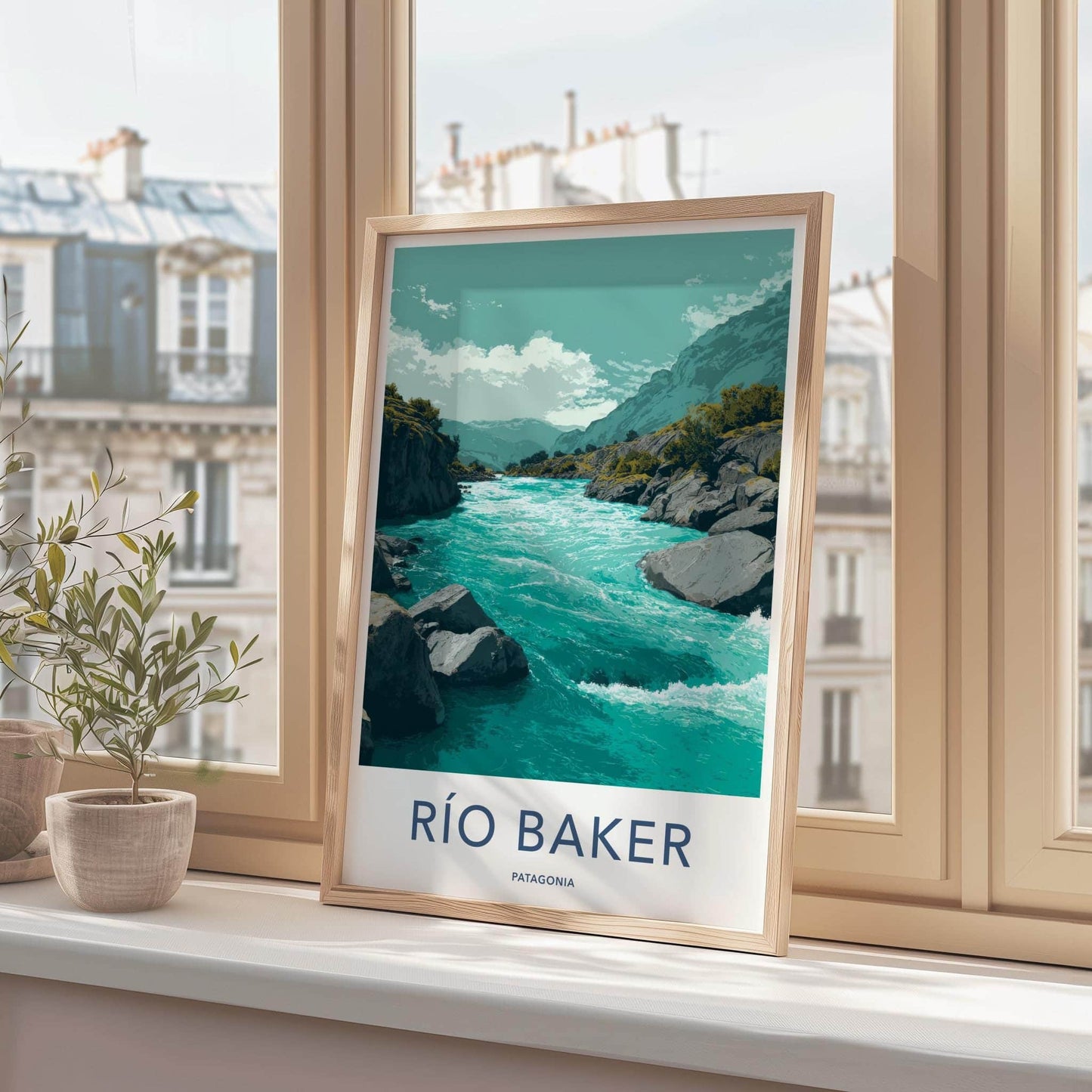 Rio Baker Poster - Chile Travel Art - Turquoise River Rocks Home Decor