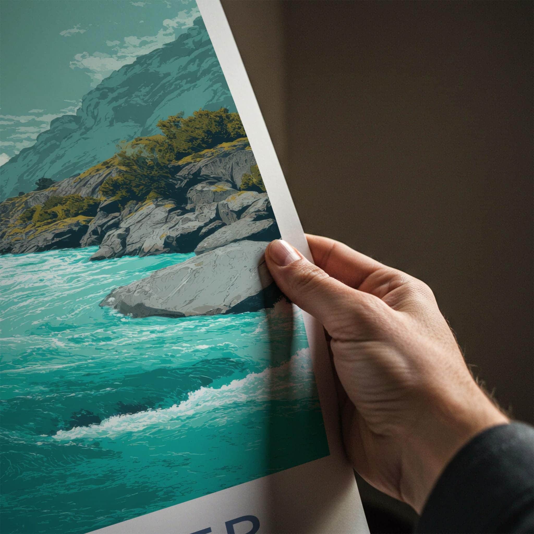 Rio Baker Poster - Chile Travel Art - Turquoise River Rocks Home Decor