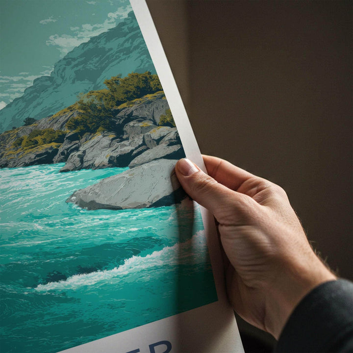Rio Baker Poster - Chile Travel Art - Turquoise River Rocks Home Decor