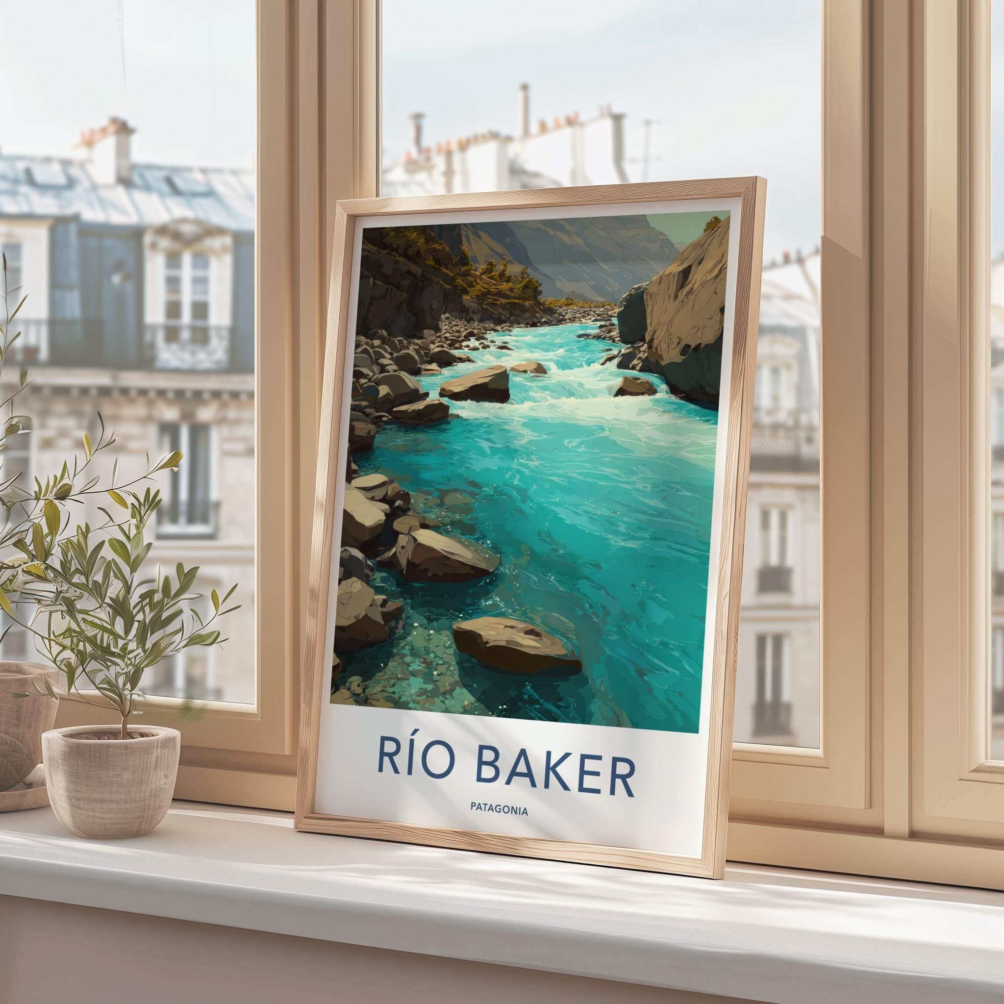 Rio Baker Poster - Chile Travel Art - Turquoise River Rocks Home Decor
