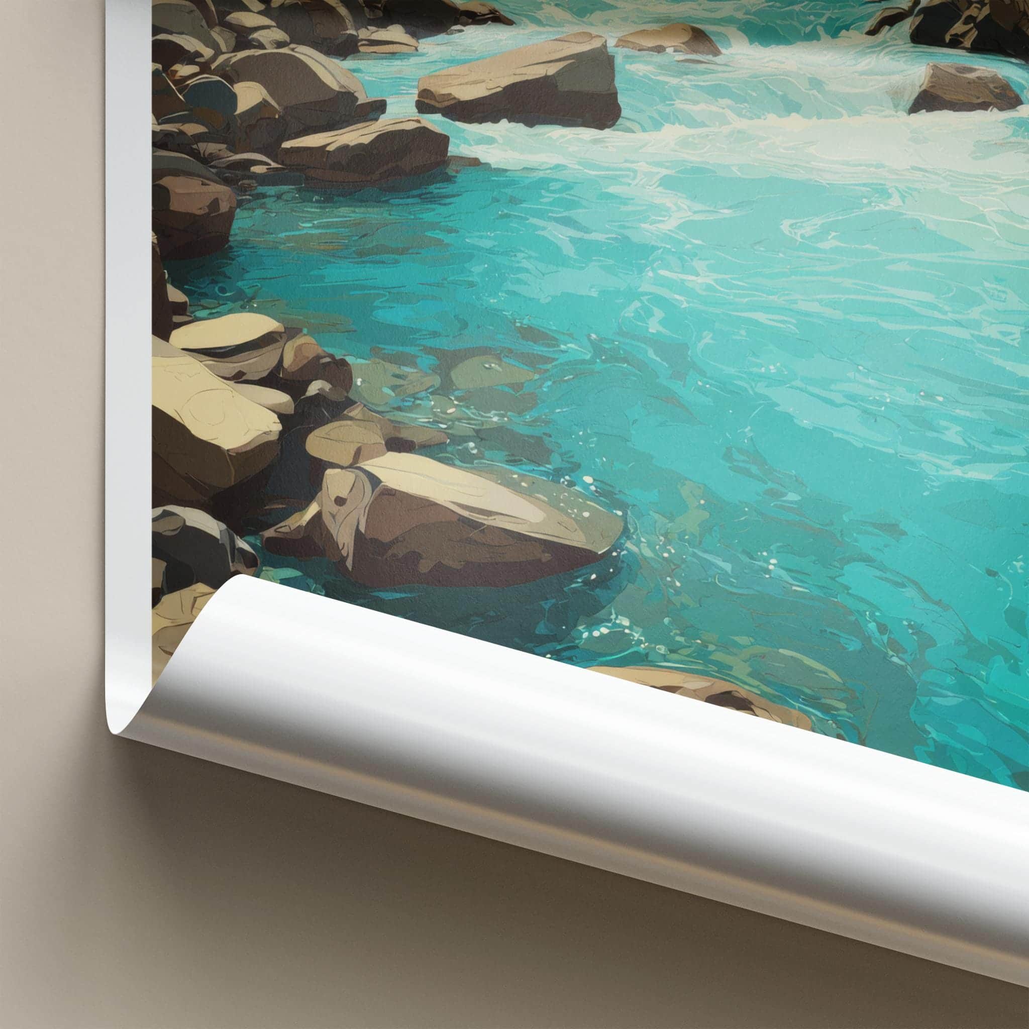 Rio Baker Poster - Chile Travel Art - Turquoise River Rocks Home Decor
