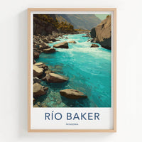 Rio Baker Poster - Chile Travel Art - Turquoise River Rocks Home Decor