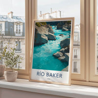 Rio Baker Poster - Chile Travel Art - Winding River Rapids Home Decor
