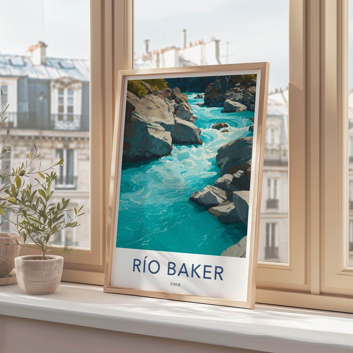 Rio Baker Poster - Chile Travel Art - Winding River Rapids Home Decor