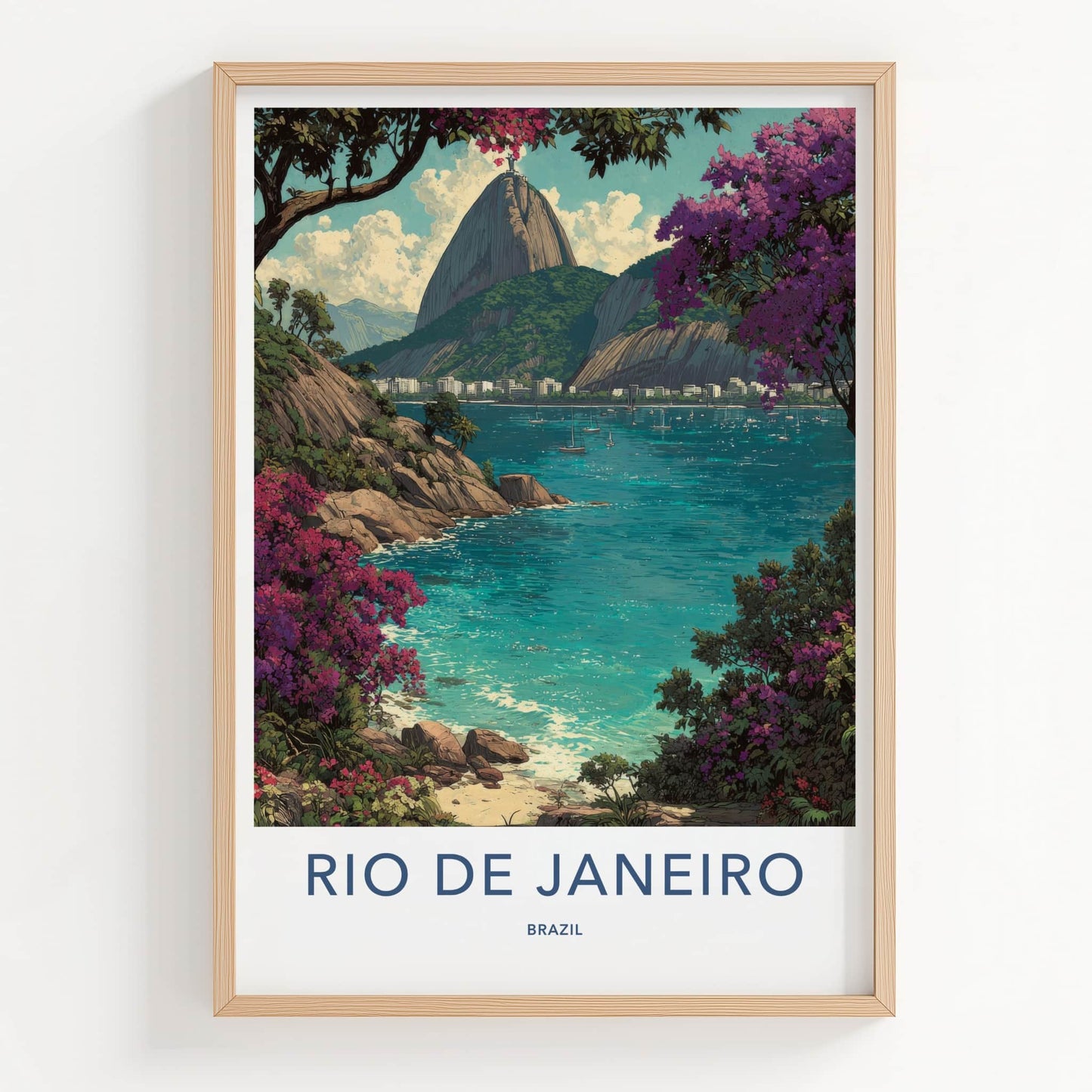 Rio De Janeiro Poster Brazil Sugarloaf Mountain Bay Wall Art