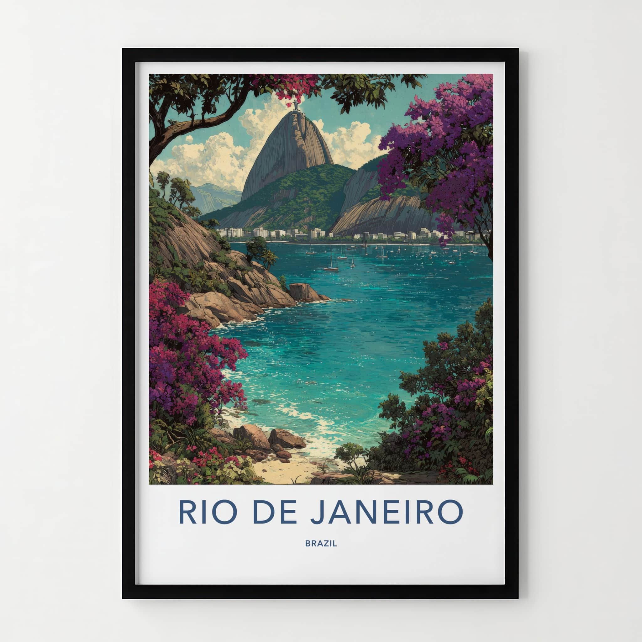 Rio De Janeiro Poster Brazil Sugarloaf Mountain Bay Wall Art