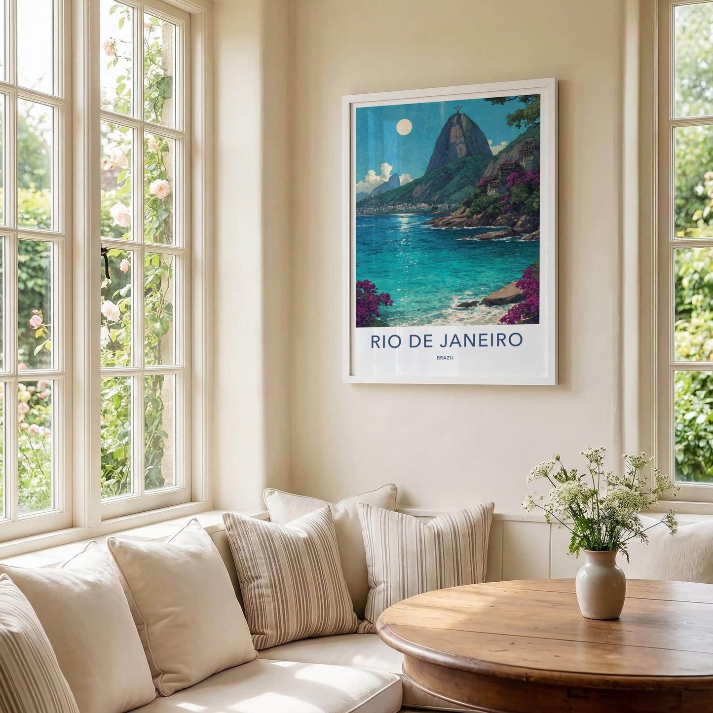 Rio De Janeiro Poster - Brazil Travel Art - Christ Mountain Ocean Home Decor