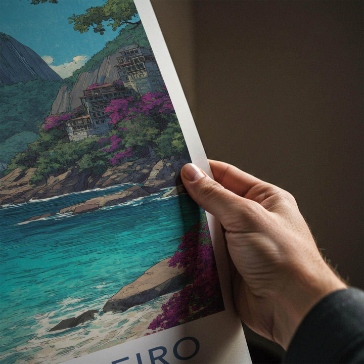 Rio De Janeiro Poster - Brazil Travel Art - Christ Mountain Ocean Home Decor
