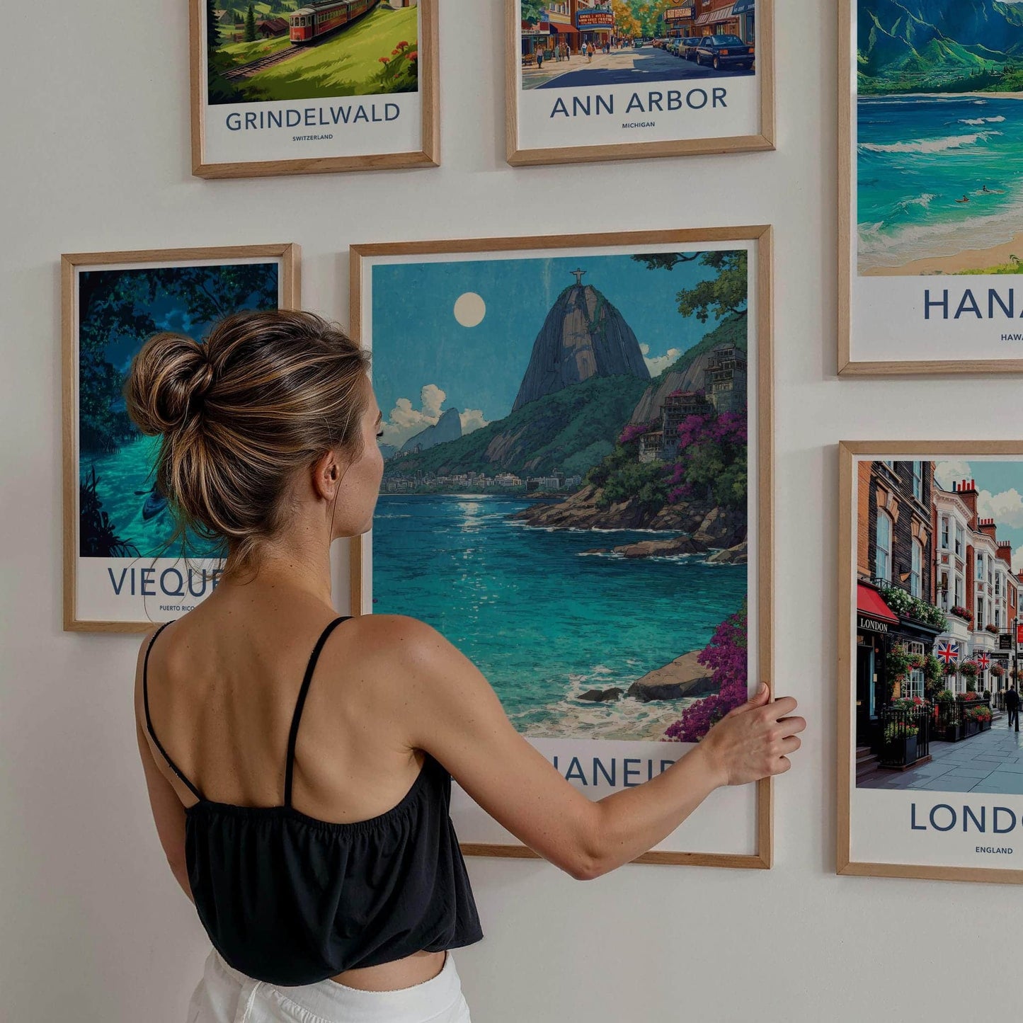 Rio De Janeiro Poster - Brazil Travel Art - Christ Mountain Ocean Home Decor