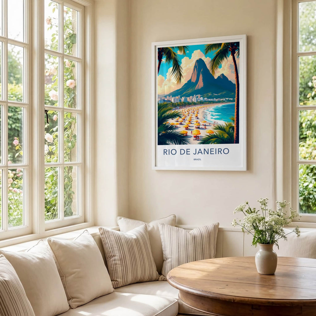 Rio De Janeiro Poster - Brazil Travel Art - Tropical Beach Scene Home Decor