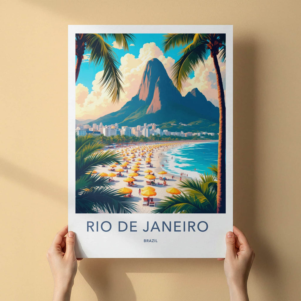 Rio De Janeiro Poster - Brazil Travel Art - Tropical Beach Scene Home Decor