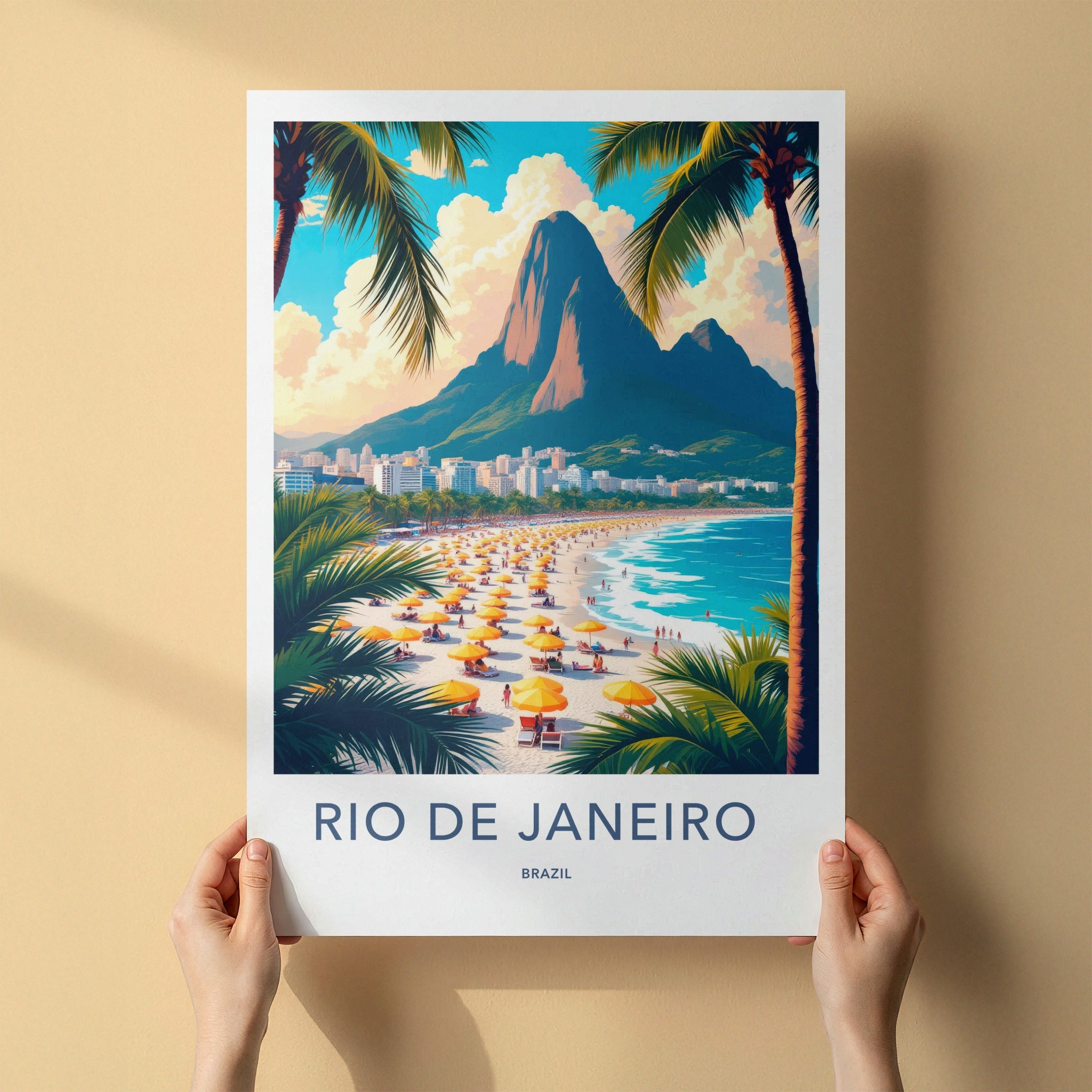 Rio De Janeiro Poster - Brazil Travel Art - Tropical Beach Scene Home Decor