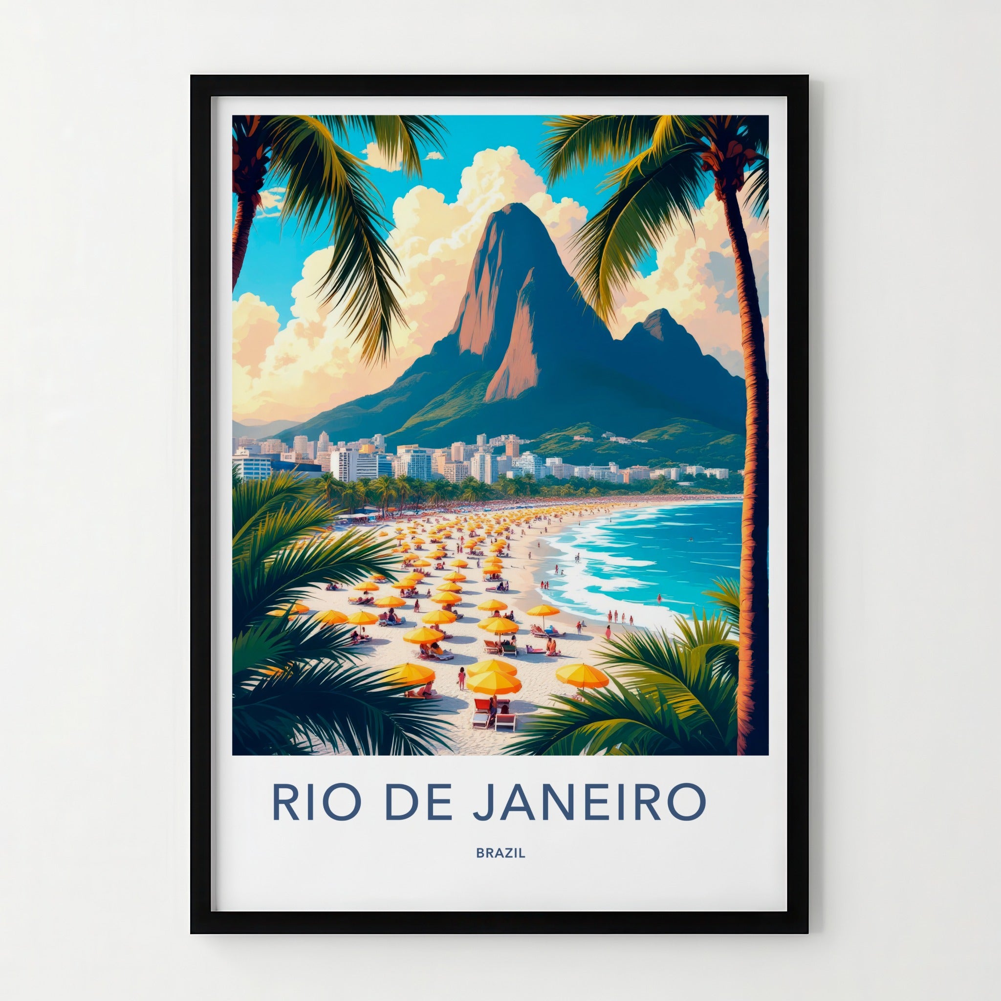 Rio De Janeiro Poster - Brazil Travel Art - Tropical Beach Scene Home Decor