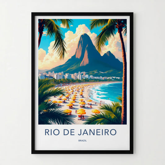 Rio De Janeiro Poster - Brazil Travel Art - Tropical Beach Scene Home Decor