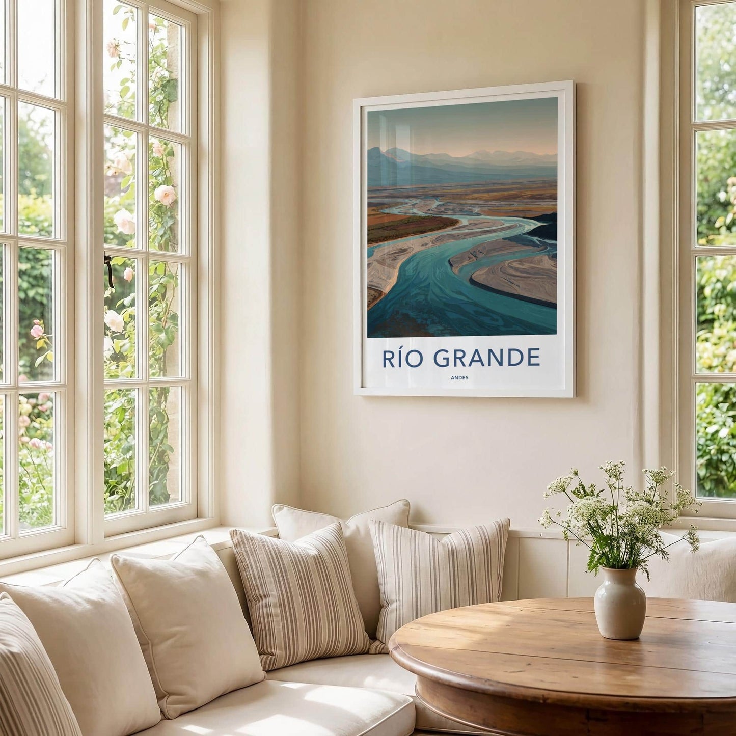 Rio Grande Poster - Argentina Travel Art - Winding River Valley Home Decor