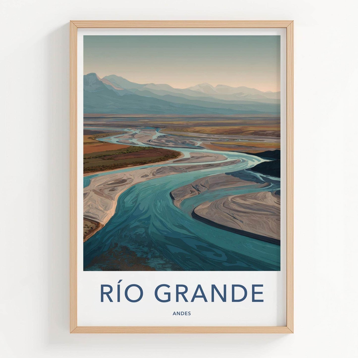 Rio Grande Poster - Argentina Travel Art - Winding River Valley Home Decor