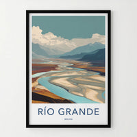 Rio Grande Poster - Bolivia Travel Art - Winding River Valley Home Decor