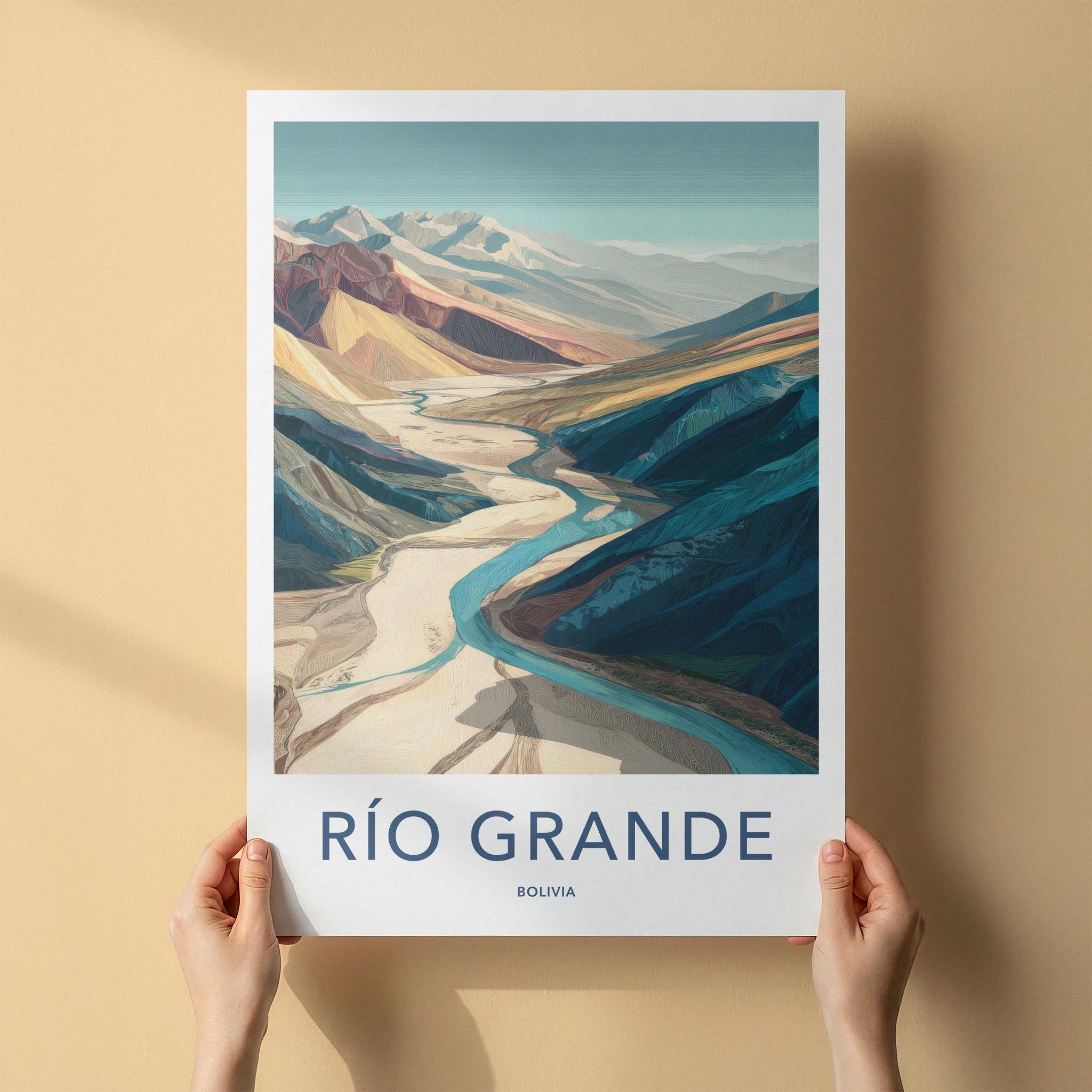 Rio Grande Poster - Bolivia Wall Art - Winding River Valley Home Decor