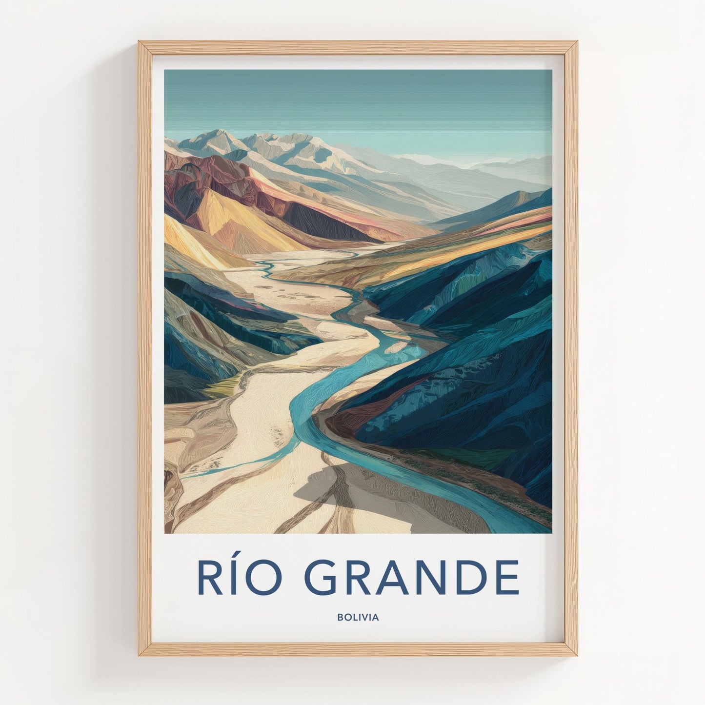 Rio Grande Poster - Bolivia Wall Art - Winding River Valley Home Decor