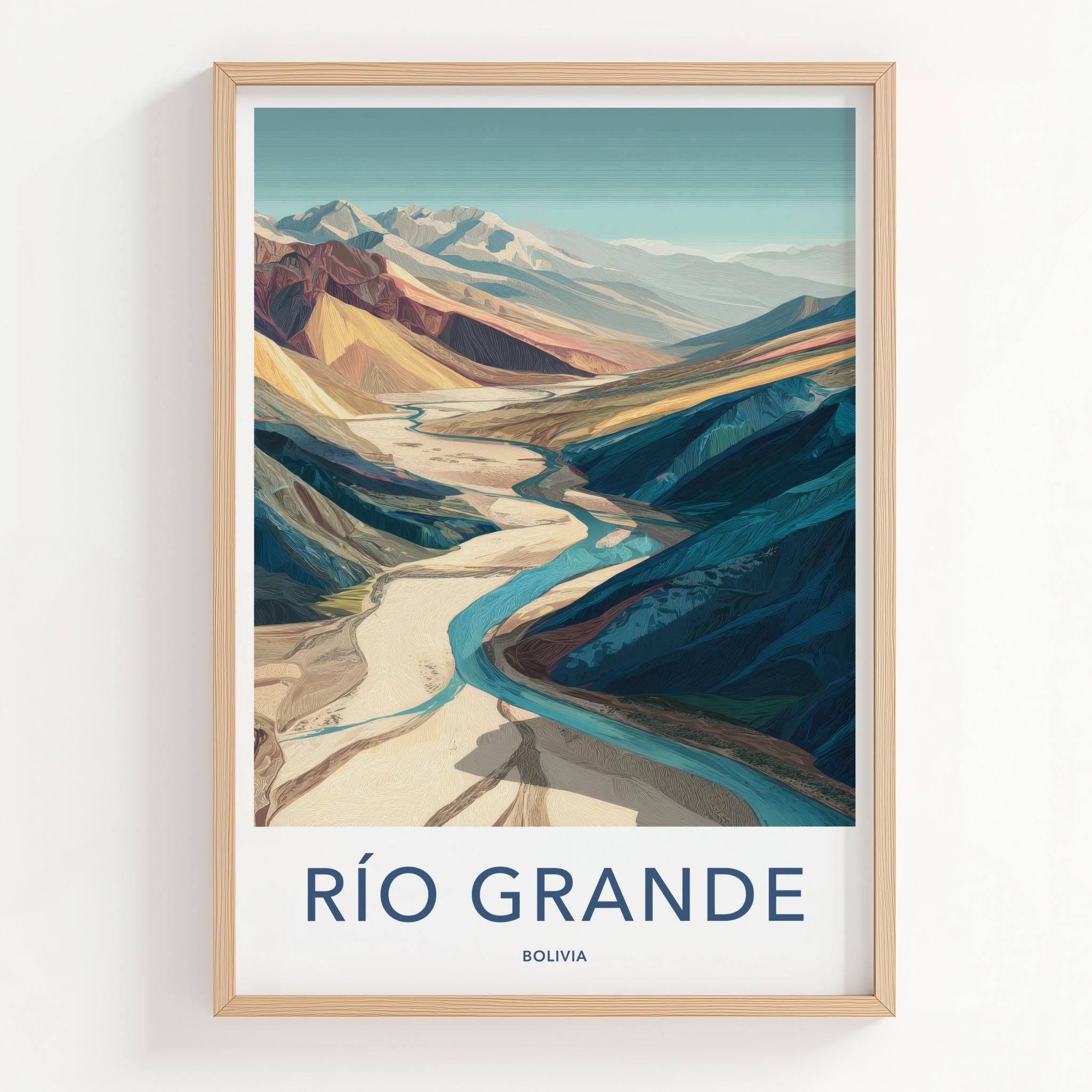 Rio Grande Poster - Bolivia Wall Art - Winding River Valley Home Decor