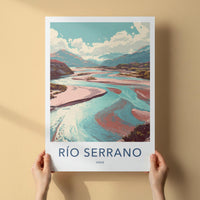 Rio Serrano Poster - Chile Travel Art - Colorful River Scene Wall Decor