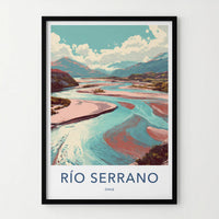 Rio Serrano Poster - Chile Travel Art - Colorful River Scene Wall Decor