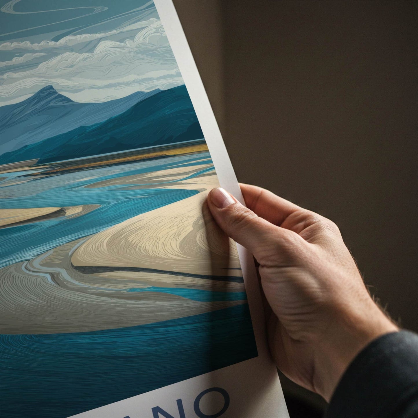 Rio Serrano Poster - Chile Travel Art - Winding River Blue Walls Home Decor