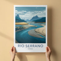 Rio Serrano Poster - Chile Travel Art - Winding River Blue Walls Home Decor