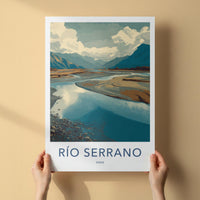 Rio Serrano Poster - Chile Travel Art - Winding River Landscape Wall Decor