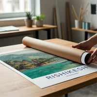 Rishikesh Poster - India Travel Art - Uttarakhand Ram Bridge Home Decor