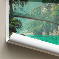 Rishikesh Poster - India Travel Art - Uttarakhand River Bridge Wall Decor