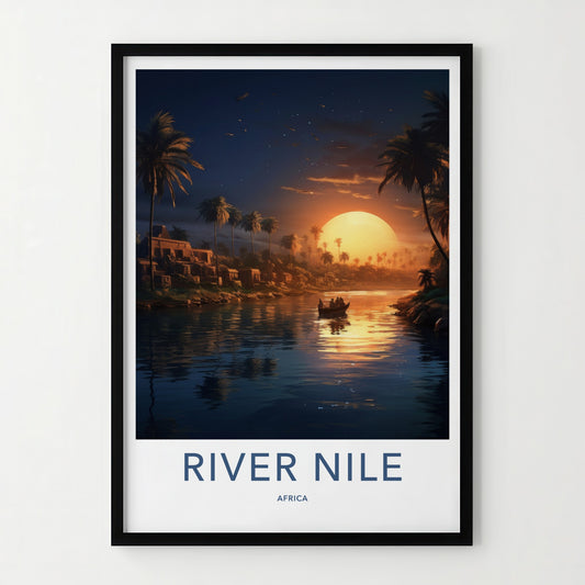 River Nile Poster - Africa Travel Art - Ancient River Sunset Home Decor