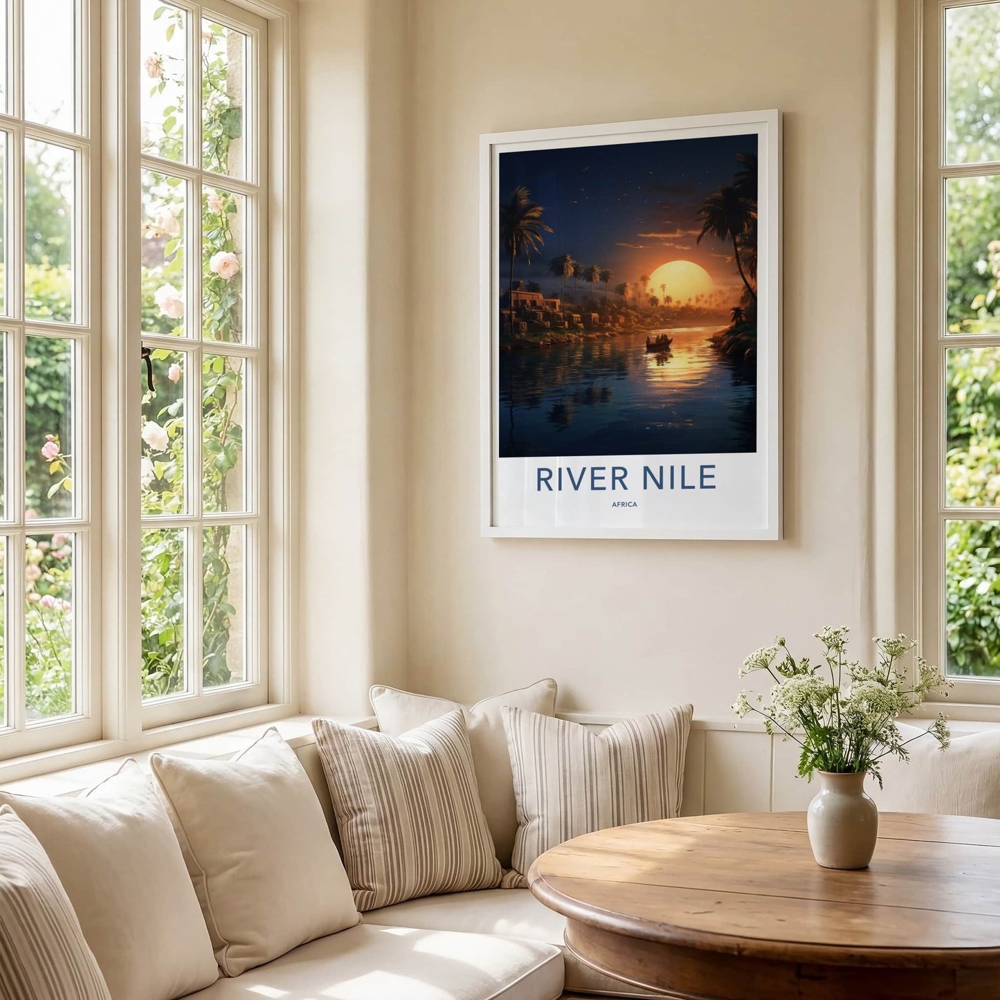River Nile Poster - Africa Travel Art - Ancient River Sunset Home Decor