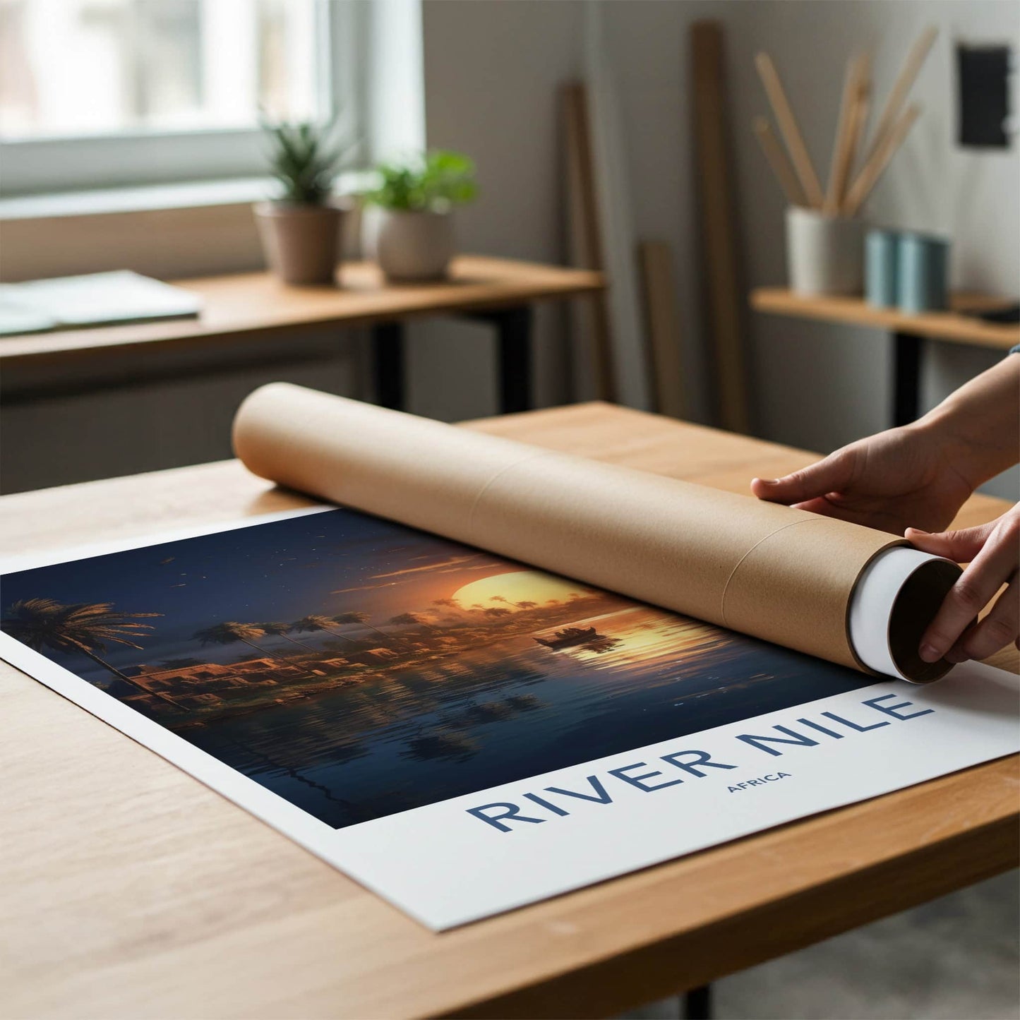 River Nile Poster - Africa Travel Art - Ancient River Sunset Home Decor