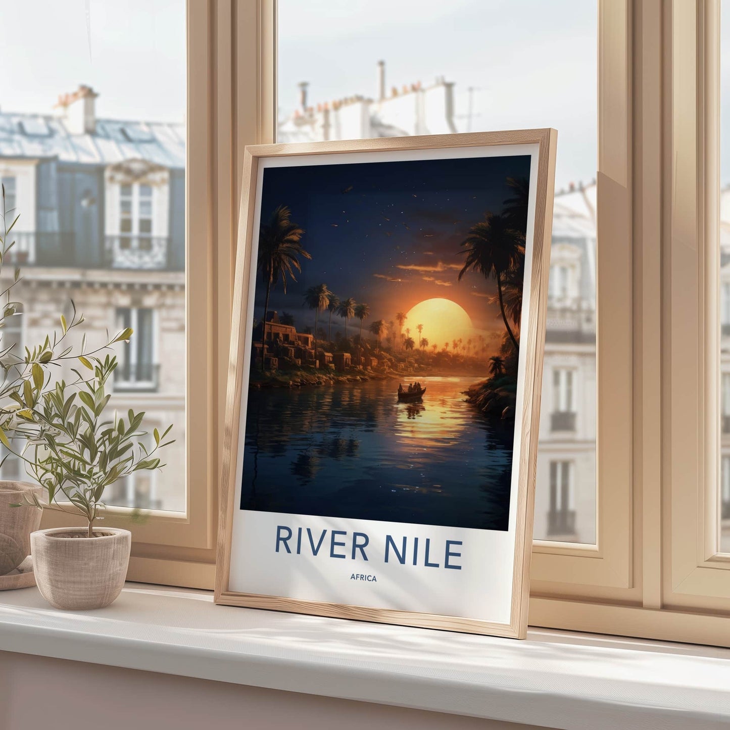 River Nile Poster - Africa Travel Art - Ancient River Sunset Home Decor