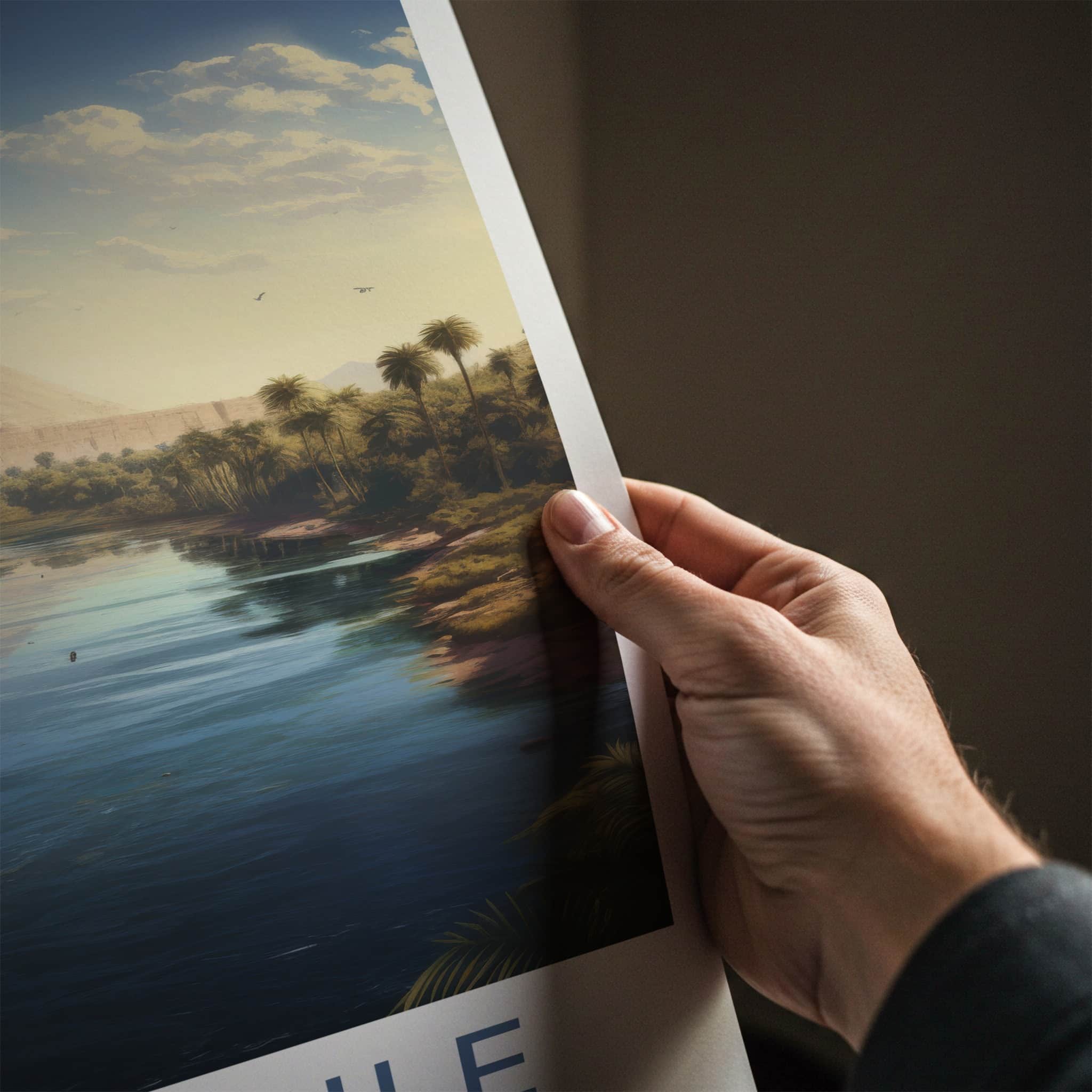 River Nile Poster - Egypt Travel Art - Pyramids River Scene Home Decor