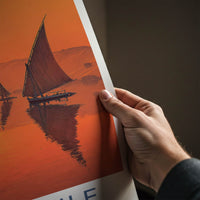 River Nile Poster - Egypt Travel Print - Sunset Feluccas Artwork Gift