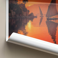River Nile Poster - Egypt Travel Print - Sunset Feluccas Artwork Gift