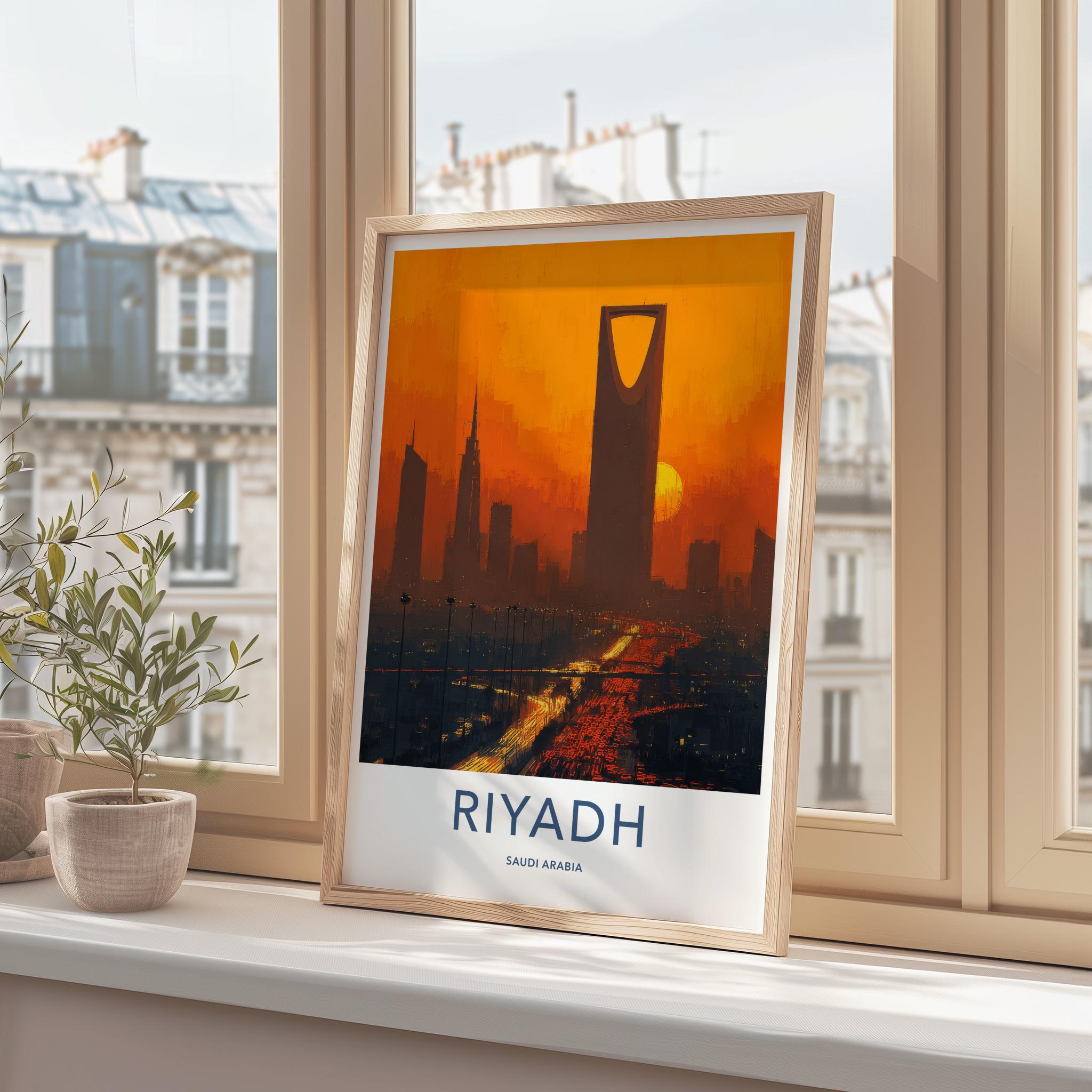 Riyadh Poster - Saudi Arabia Travel Art - Vibrant City Glow Home Decor