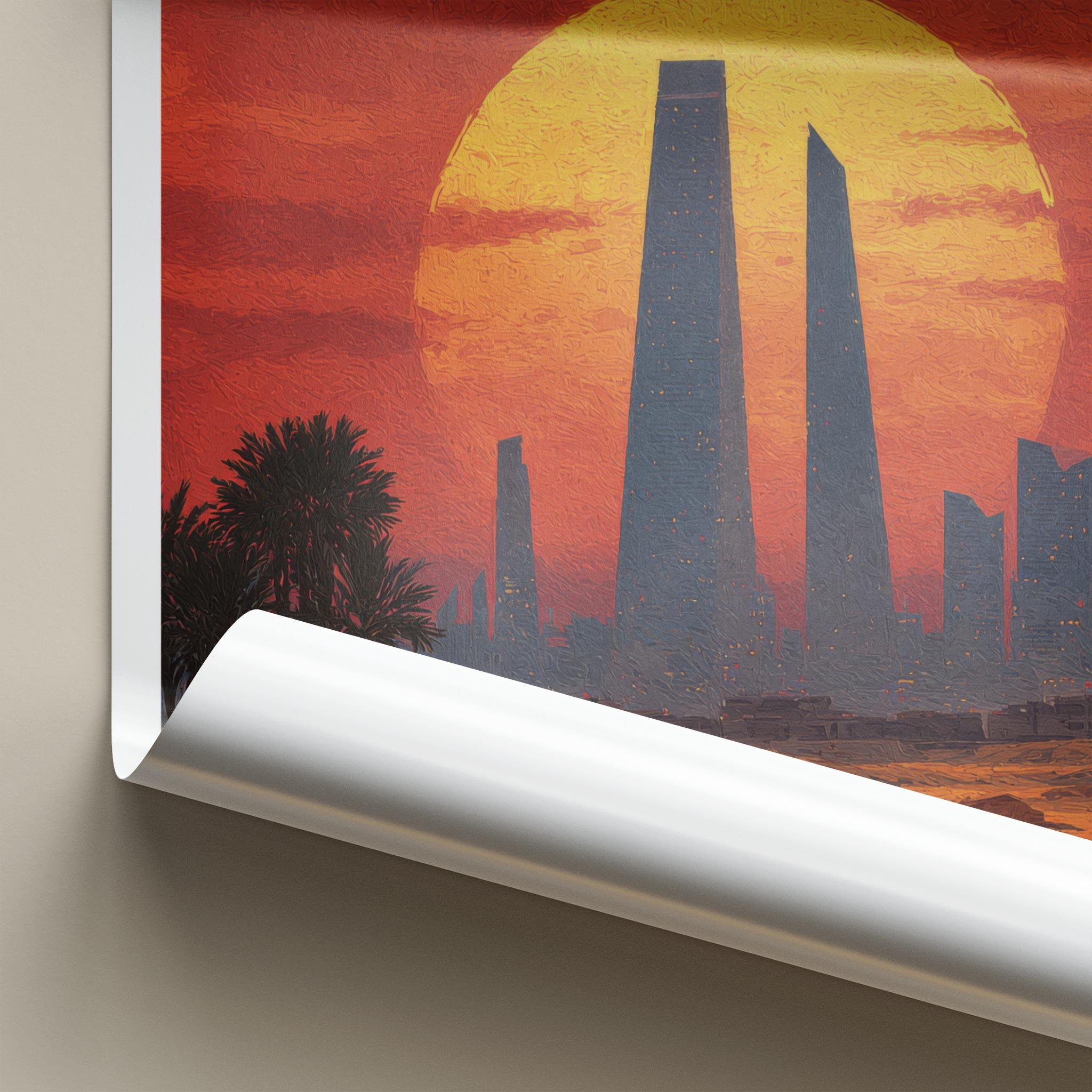 Riyadh Poster - Saudi Arabia Wall Art - Desert City Sunset Home Decor