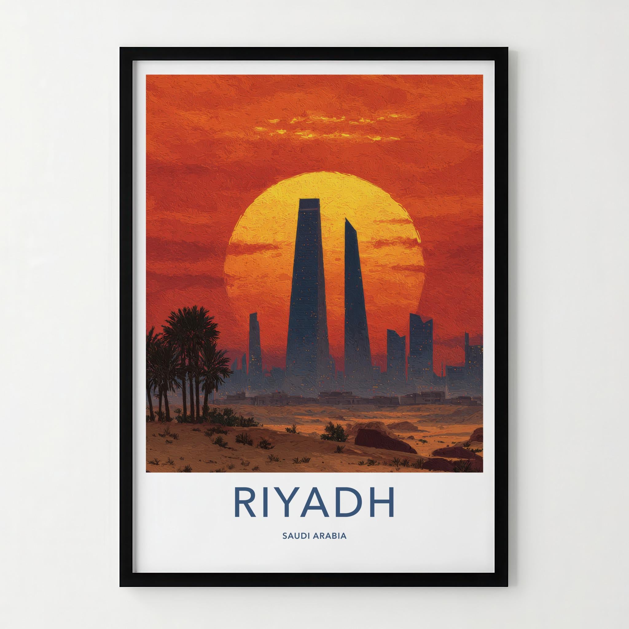 Riyadh Poster - Saudi Arabia Wall Art - Desert City Sunset Home Decor