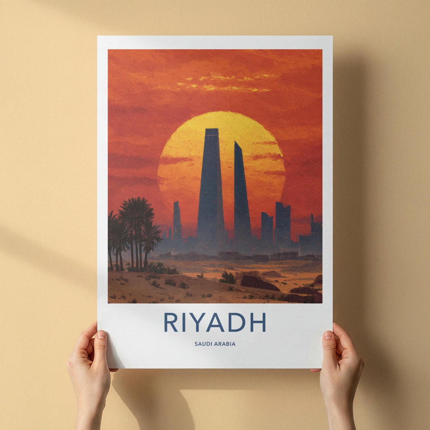 Riyadh Poster - Saudi Arabia Wall Art - Desert City Sunset Home Decor