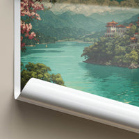 Riyue Tan Poster - Taiwan Travel Print - Lakeside Temple Pagodas Home Art