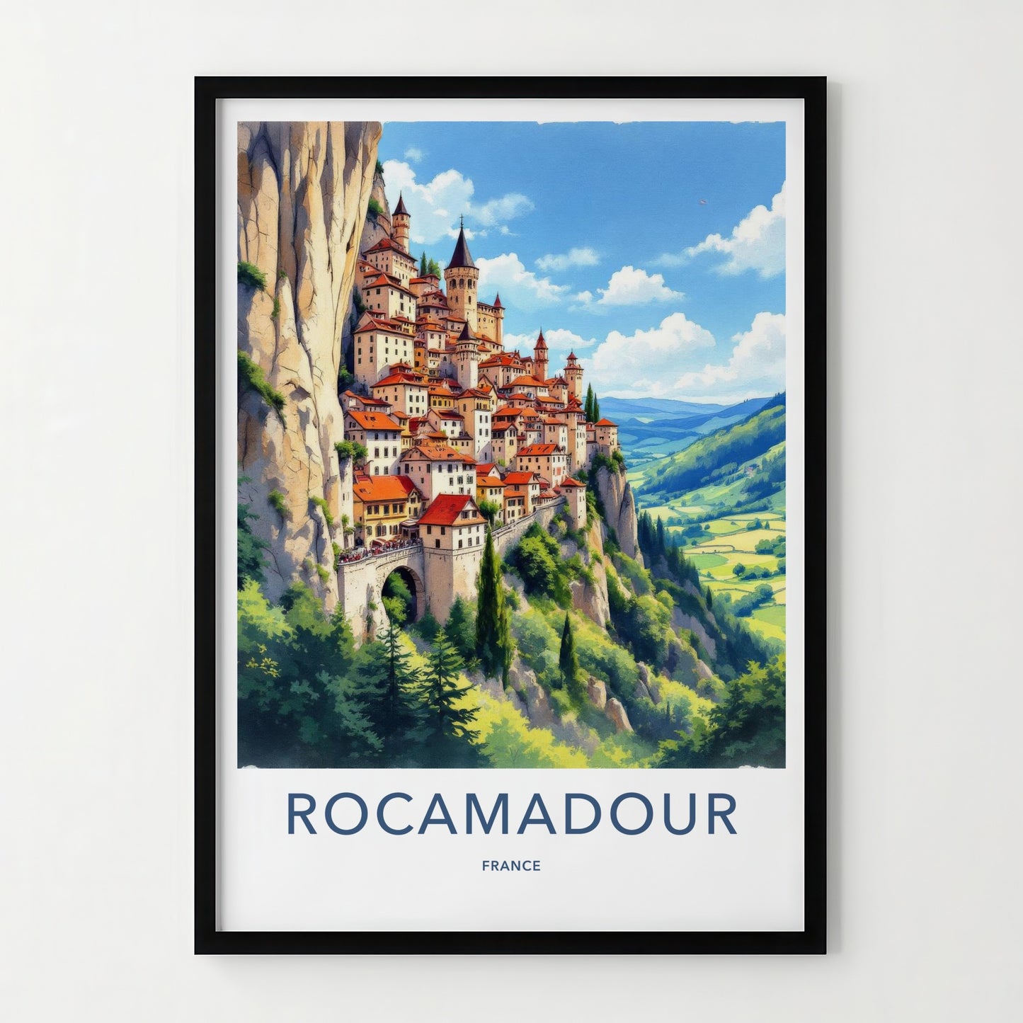 Rocamadour Poster - France Travel Art - Cliffside Village View Home Decor