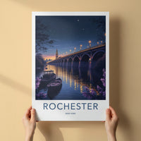 Rochester Poster - New York Art Print - Luminous Bridge Boats Wall Decor