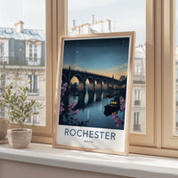 Rochester Poster - New York Travel Art - Arched Bridge Serene Wall Decor